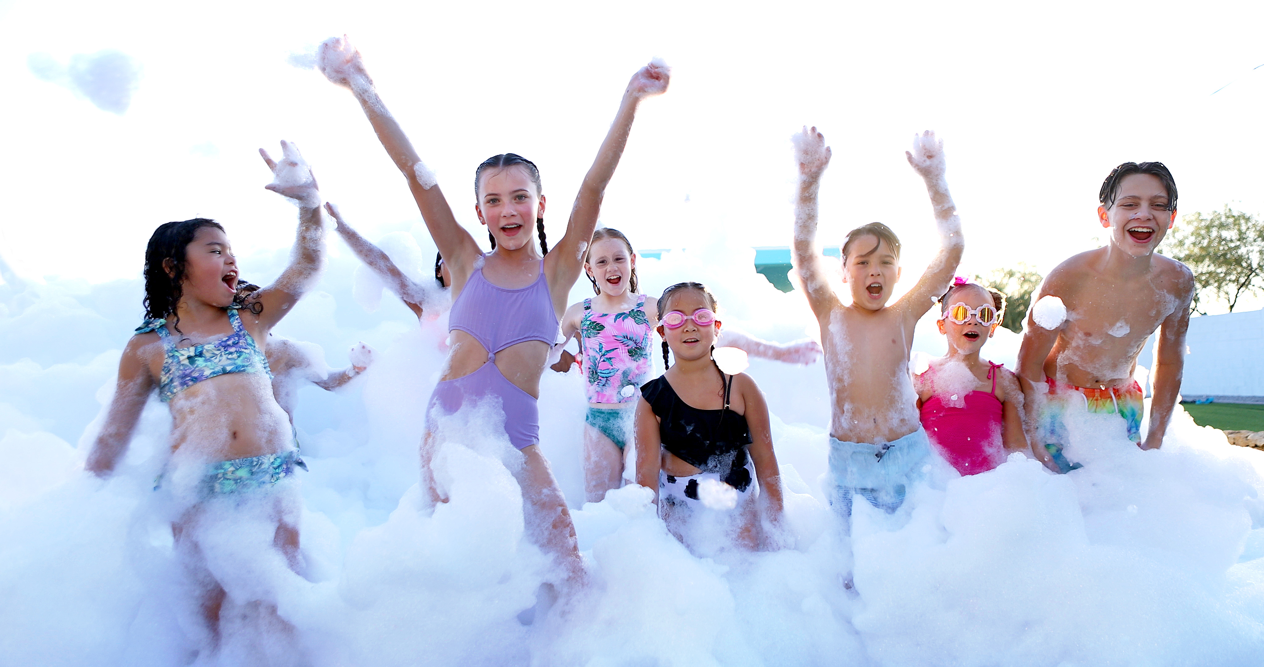 Foam party cheering crowd